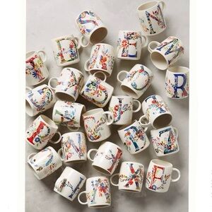 Anthropologie Starla Michelle Halfmann Petal Palette Monogram Letter L Mug 118mL